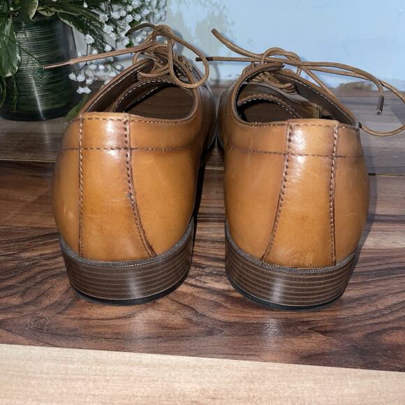 G.H. Bass & Co. Leather Oxford Dress Shoes Size 11.5M Tan Cognac Brown Cap Toe main image 8